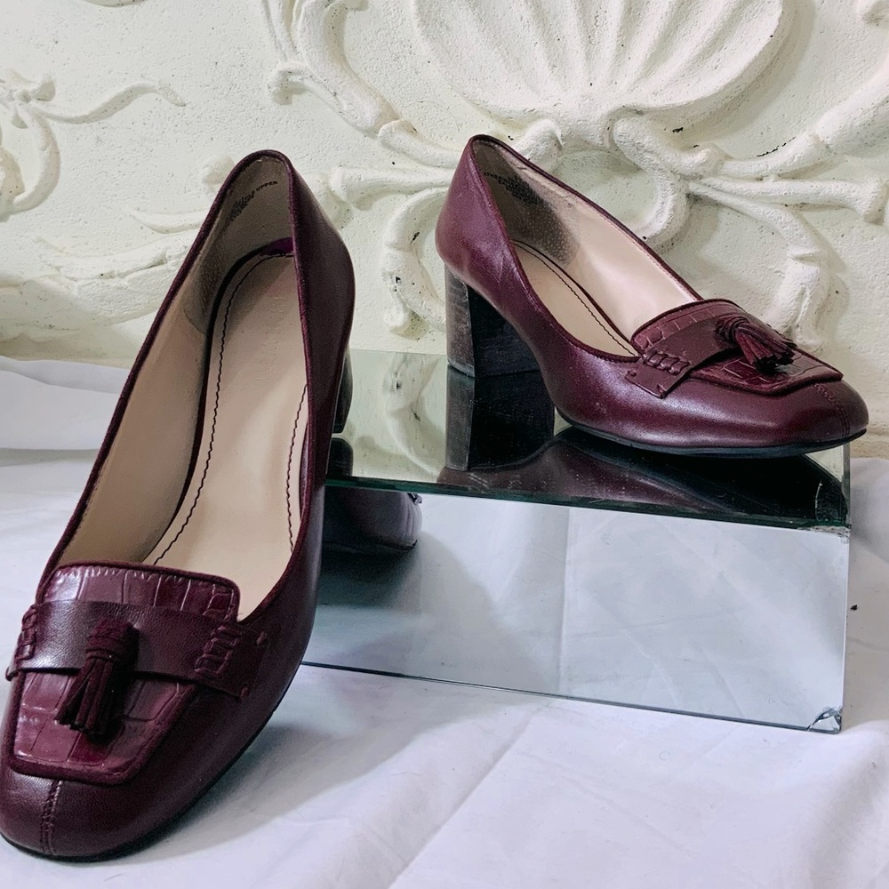 Nine West Burgundy Leather Croc Embossed Loafer NWOT - Picture 3 of 11